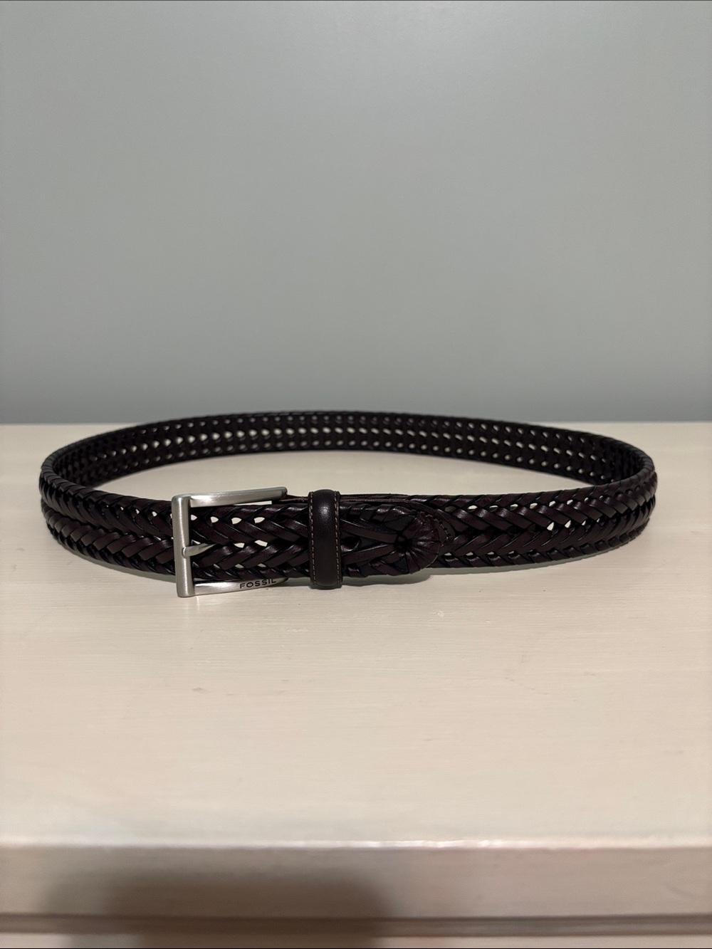 Fossil Leather Belt Brown Braided Men’s 80 32